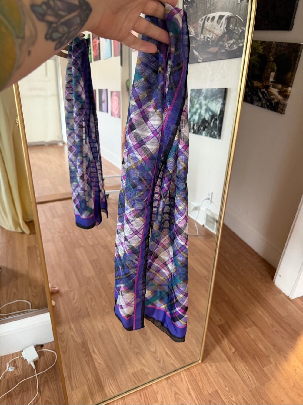 Women's Purple Plaid Lightweight Scaef